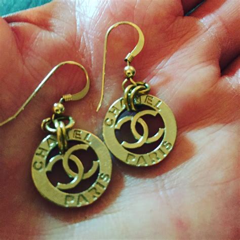 repurposed chanel button earrings